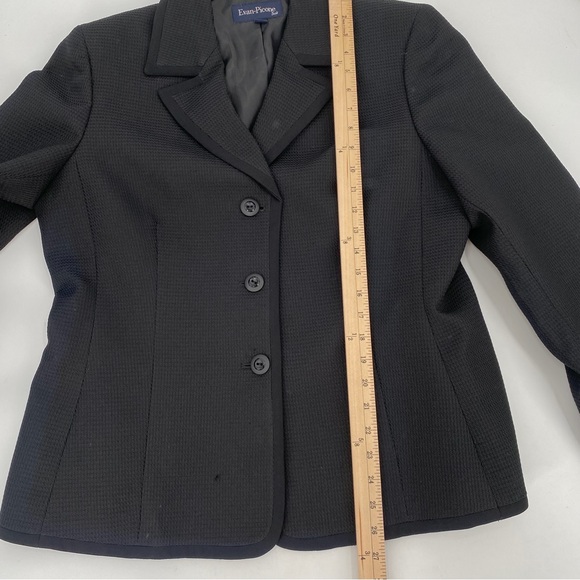 Evan-Picone Blazer Suit Jacket 16 Womens Black Waffle Texture 3 Button Career - Picture 10 of 12